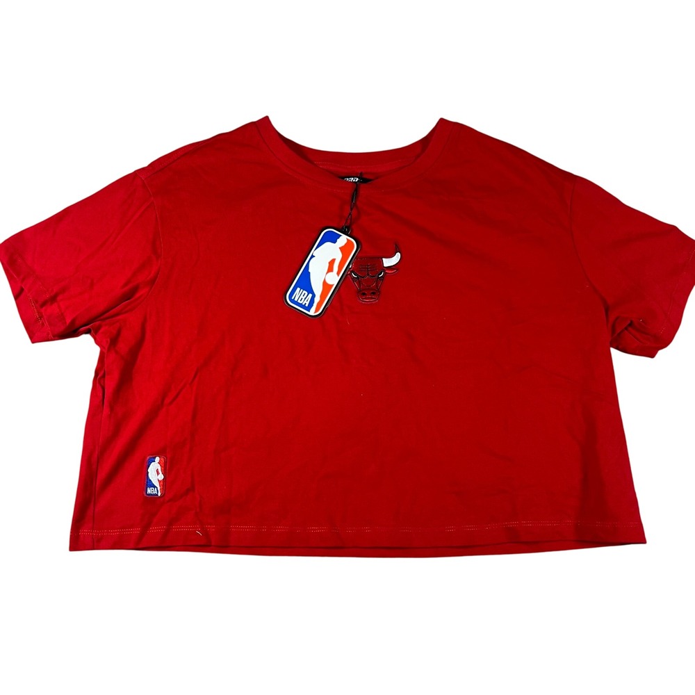 Pro Standard NBA‎ Chicago Bulls Red Embroidered Cropped T Shirt Womens Medium